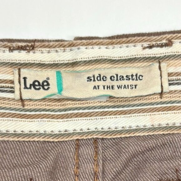Lee Side Elastic Brown Womens Size 10 Short Relaxed Fit Comfort Waist pants - Picture 8 of 10